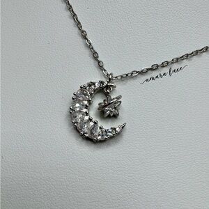 Silver Crescent Moon Necklace